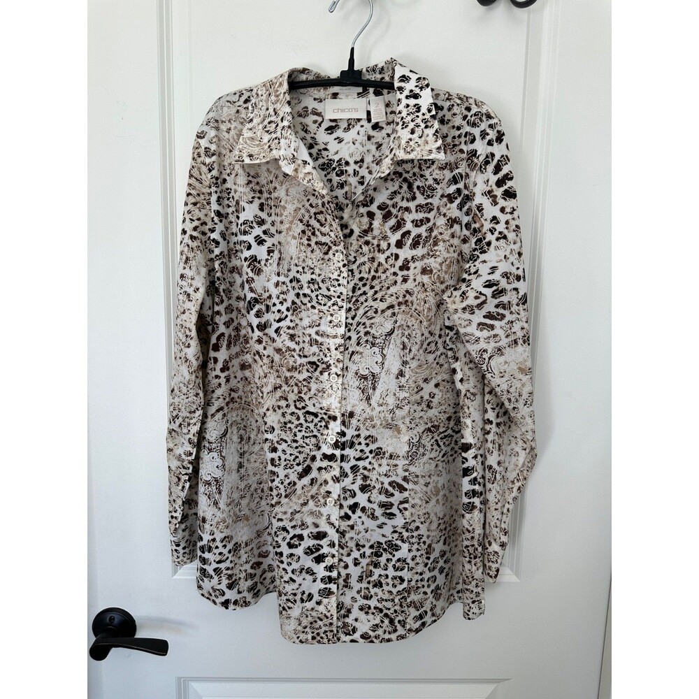 Chico's No-Iron Stretch  Tunic Animal Print Chico’s 2 (Large / US 12) NWOT